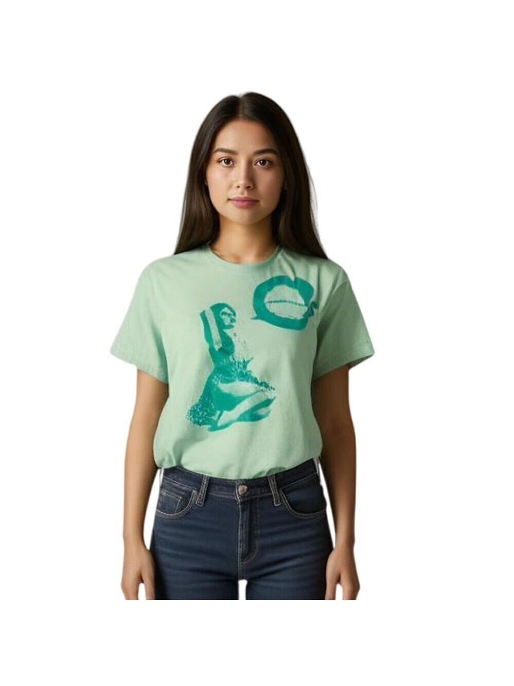 American Apparel Pin Up Girl Graphic Light Green Tee Shirt Size S